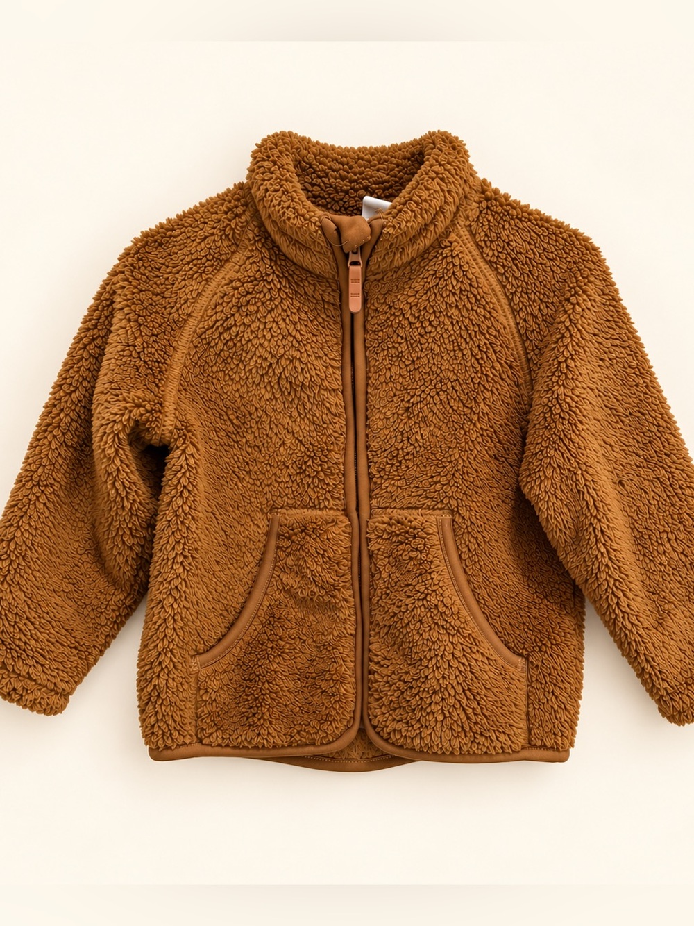 H&M Kids Neutral Cozy Sherpa Zip Up Teddy Jacket - Gender Neutral Brown Sweater